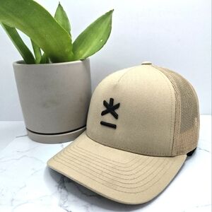 Lumino | black embroidered logo tan cream sporty trucker hat | unisex
